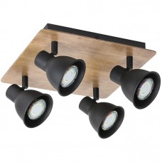 Φωτιστικό Σποτ 4xGU10 230V Μαύρο-Ξύλο 955RIKO4